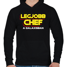 PRINTFASHION LEGJOBB SÉF A GALAXISBAN - Férfi kapucnis pulóver - Fekete férfi pulóver, kardigán