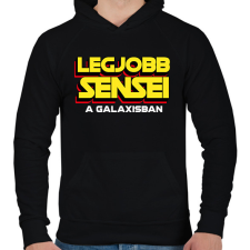 PRINTFASHION LEGJOBB SENSEI A GALAXISBAN - Férfi kapucnis pulóver - Fekete férfi pulóver, kardigán