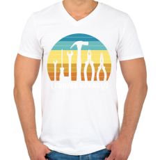 PRINTFASHION Legjobb szerelő - Férfi V-nyakú póló - Fehér