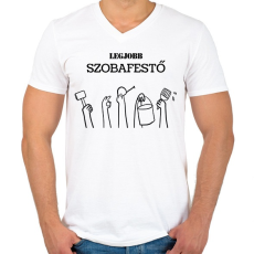 PRINTFASHION Legjobb szobafestő - Férfi V-nyakú póló - Fehér