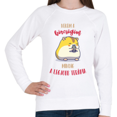 PRINTFASHION Legjobb terápia - A hörcsögöm - Női pulóver - Fehér