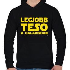 PRINTFASHION Legjobb Tesó a Galaxisban - Férfi kapucnis pulóver - Fekete