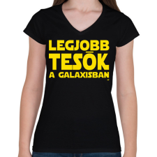 PRINTFASHION Legjobb tesók a Galaxisban Star Wars - Női V-nyakú póló - Fekete női póló
