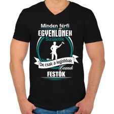 PRINTFASHION Legjobbak lesznek festők - Férfi V-nyakú póló - Fekete férfi póló