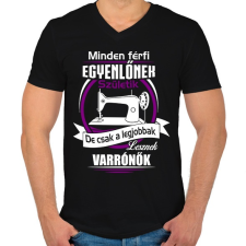 PRINTFASHION Legjobbak lesznek varrónők - Férfi V-nyakú póló - Fekete férfi póló