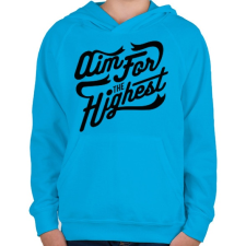 PRINTFASHION Legmagasabb cél  - Gyerek kapucnis pulóver - Azúrkék gyerek pulóver, kardigán