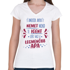 PRINTFASHION Legmenőbb apa - Női V-nyakú póló - Fehér