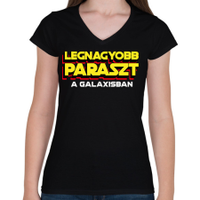 PRINTFASHION LEGNAGYOBB PARASZT A GALAXISBAN - Női V-nyakú póló - Fekete női póló
