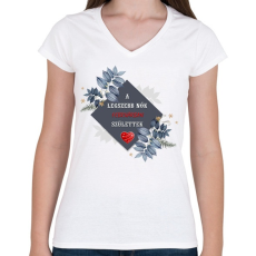 PRINTFASHION Legszebb nők február - Női V-nyakú póló - Fehér