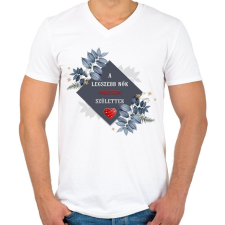 PRINTFASHION Legszebb noők május - Férfi V-nyakú póló - Fehér férfi póló