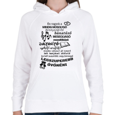 PRINTFASHION Legszuperebb Óvónéni - Női kapucnis pulóver - Fehér női pulóver, kardigán