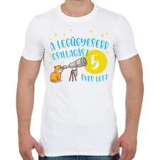 PRINTFASHION Legügyesebb csillagász - Számmal - Férfi póló - Fehér férfi póló