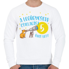 PRINTFASHION Legügyesebb csillagász - Számmal - Férfi pulóver - Fehér