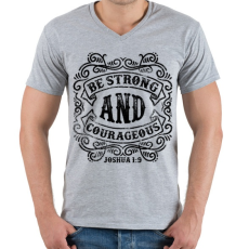 PRINTFASHION Légy erős és bátor - Férfi V-nyakú póló - Sport szürke