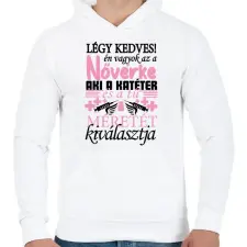 PRINTFASHION Légy kedves a Nővérkével! - Férfi kapucnis pulóver - Fehér férfi pulóver, kardigán