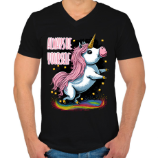 PRINTFASHION Légy önmagad - Unikornis malac - Férfi V-nyakú póló - Fekete