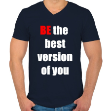 PRINTFASHION Légy te magad legjobb változata - Férfi V-nyakú póló - Sötétkék férfi póló