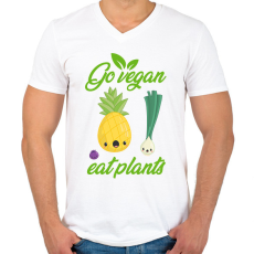 PRINTFASHION Legyél vegán - Férfi V-nyakú póló - Fehér