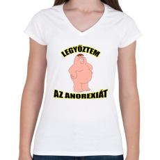 PRINTFASHION Legyőztem az anorexiát - Női V-nyakú póló - Fehér