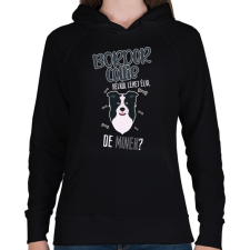 PRINTFASHION Lehet élni, de minek? - Border Collie - Női kapucnis pulóver - Fekete női pulóver, kardigán