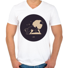 PRINTFASHION Leo - Oroszlán - Férfi V-nyakú póló - Fehér férfi póló