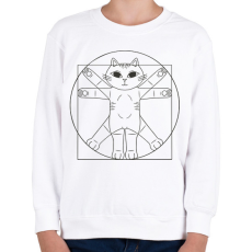 PRINTFASHION Leonardo Da Vinci Macskája - Gyerek pulóver - Fehér