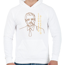 PRINTFASHION Leonardo DiCaprio - Vonalas - Férfi kapucnis pulóver - Fehér férfi pulóver, kardigán