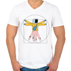 PRINTFASHION Leonardo napjainkban - Férfi V-nyakú póló - Fehér