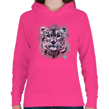PRINTFASHION leopard absztrakt - Női kapucnis pulóver - Fukszia női pulóver, kardigán