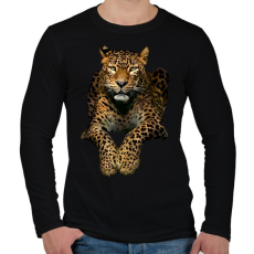 PRINTFASHION leopárd - Férfi hosszú ujjú póló - Fekete