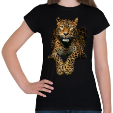 PRINTFASHION leopárd - Női póló - Fekete