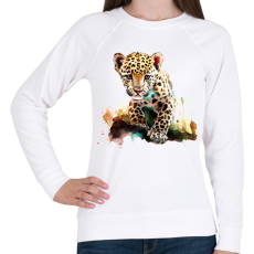 PRINTFASHION leopárd - Női pulóver - Fehér