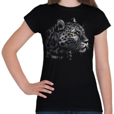 PRINTFASHION Leopárd portré - Női póló - Fekete
