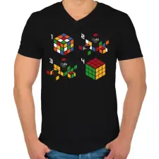 PRINTFASHION Lépések a kirakáshoz - Férfi V-nyakú póló - Fekete férfi póló