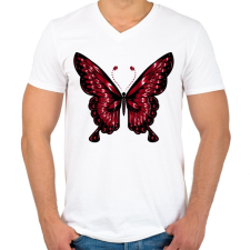 PRINTFASHION Lepke - Férfi V-nyakú póló - Fehér férfi póló