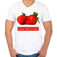 PRINTFASHION Lesz, ahogy lesz - Férfi V-nyakú póló - Fehér férfi póló