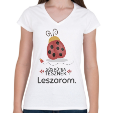 PRINTFASHION Leszarom - Női V-nyakú póló - Fehér női póló