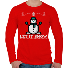 PRINTFASHION LET IT SNOW - Férfi hosszú ujjú póló - Piros férfi póló