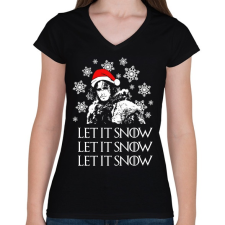 PRINTFASHION LET IT SNOW - Női V-nyakú póló - Fekete női póló