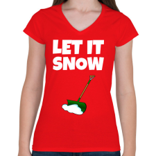 PRINTFASHION LET IT SNOW  - Női V-nyakú póló - Piros női póló