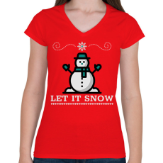 PRINTFASHION LET IT SNOW - Női V-nyakú póló - Piros
