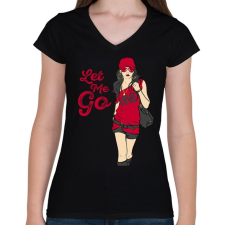 PRINTFASHION Let Me Go - Női V-nyakú póló - Fekete női póló