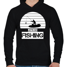 PRINTFASHION Let's go fishing - Férfi kapucnis pulóver - Fekete férfi pulóver, kardigán