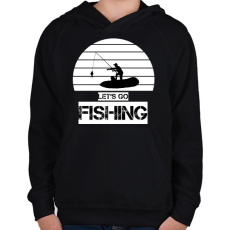 PRINTFASHION Let's go fishing  - Gyerek kapucnis pulóver - Fekete