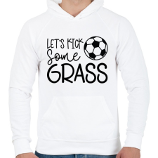 PRINTFASHION Let's kick some grass - Férfi kapucnis pulóver - Fehér férfi pulóver, kardigán
