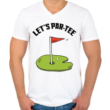 PRINTFASHION Let's par-tee - Férfi V-nyakú póló - Fehér férfi póló