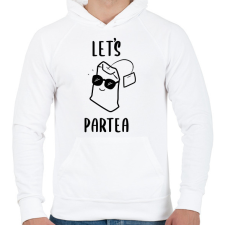 PRINTFASHION Let's ParTEA - Férfi kapucnis pulóver - Fehér férfi pulóver, kardigán