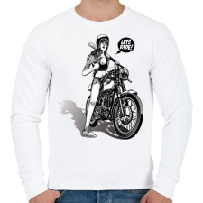 PRINTFASHION Let's ride! - Motoros minta - Férfi pulóver - Fehér férfi pulóver, kardigán