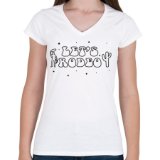 PRINTFASHION Let's rodeo - Női V-nyakú póló - Fehér női póló