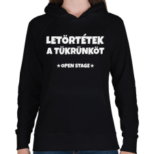 PRINTFASHION LETÖRTÉTEK A TÜKRÜNKÖT 3 - Női kapucnis pulóver - Fekete női pulóver, kardigán